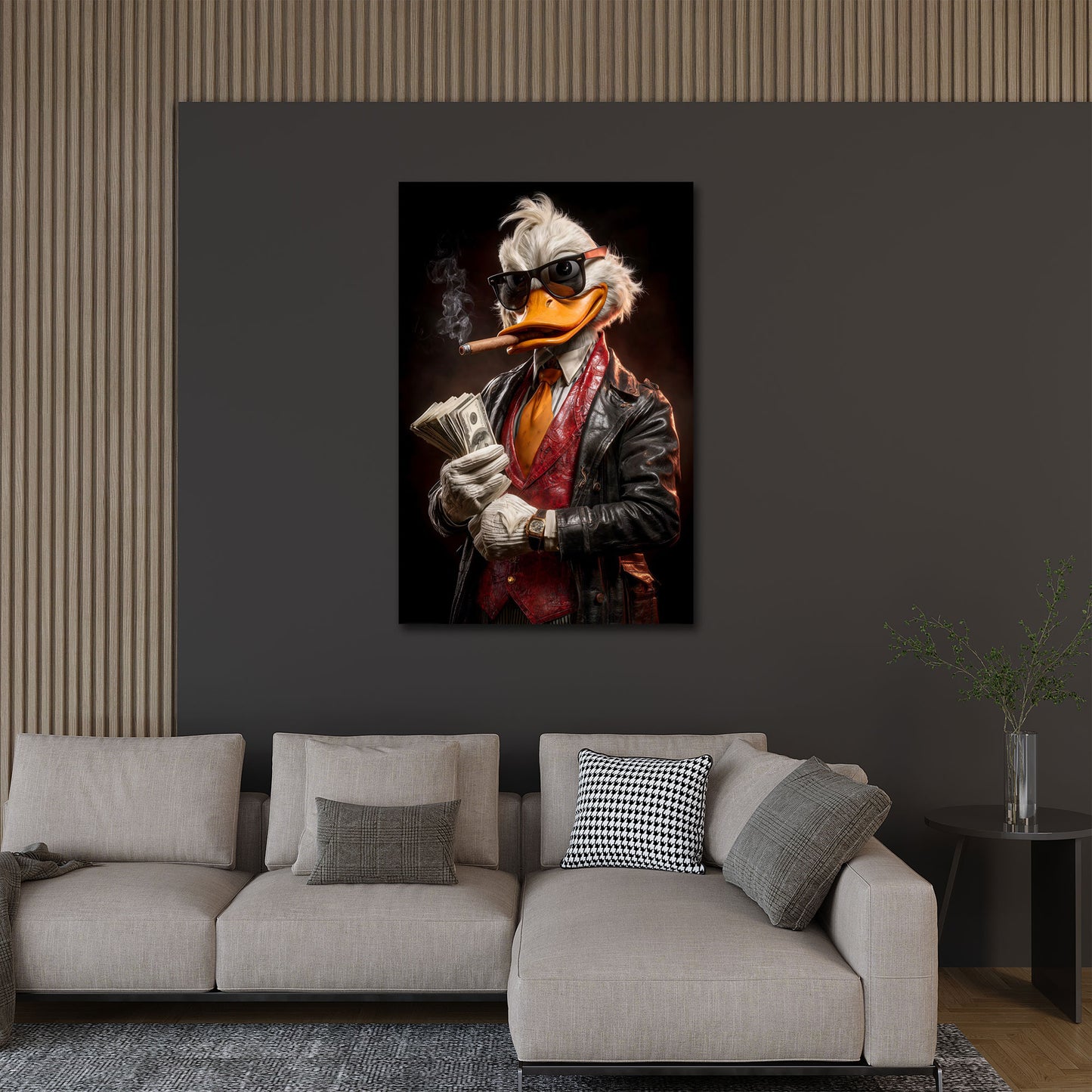 Gangster Ente mit Reichtum Dollar Motivation Wandbild