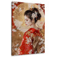 Geisha Porträt Kimono Rot Kirschblüten elegantes Wandbild
