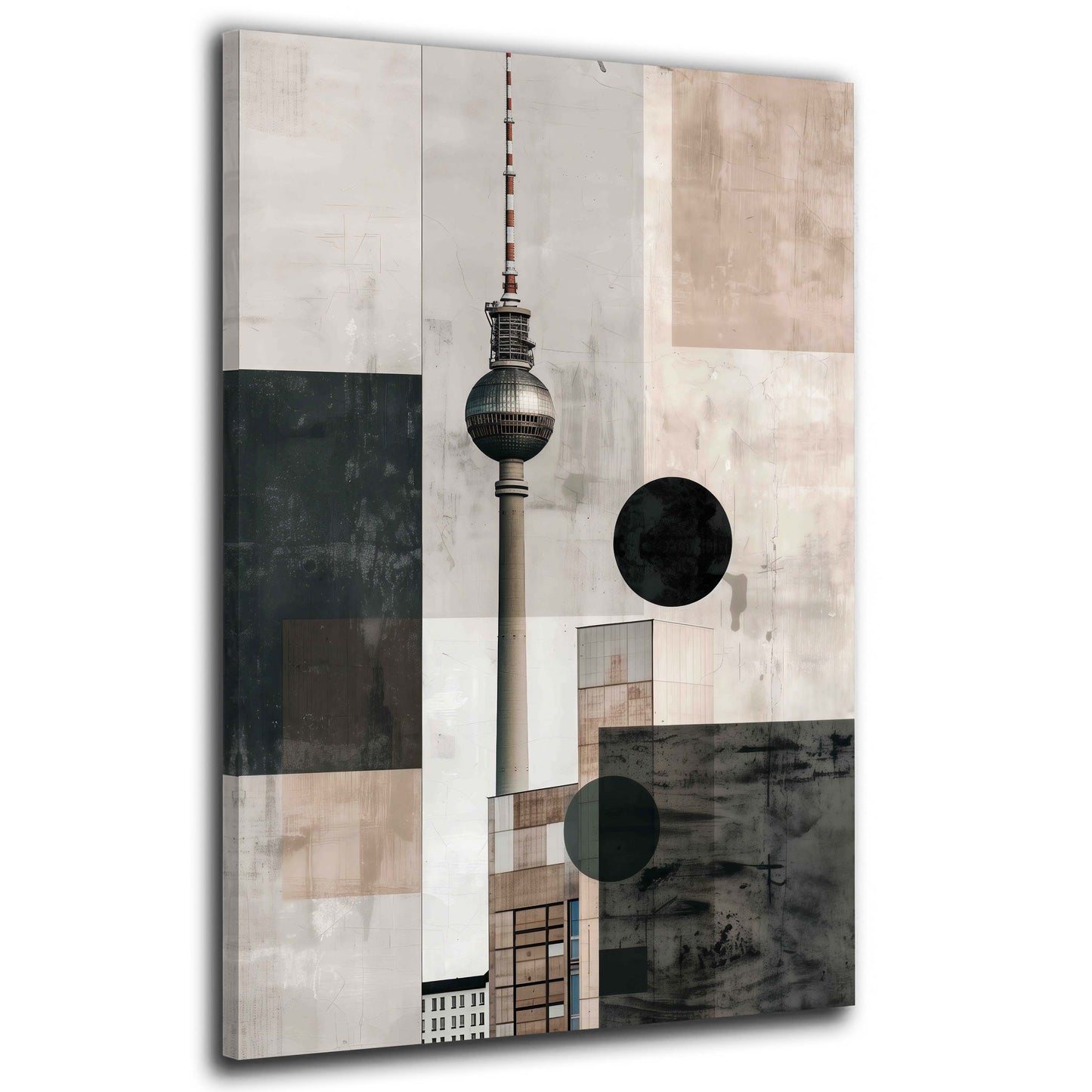 Geometrische Stadtkomposition Fernsehturm Berlin Wandbild