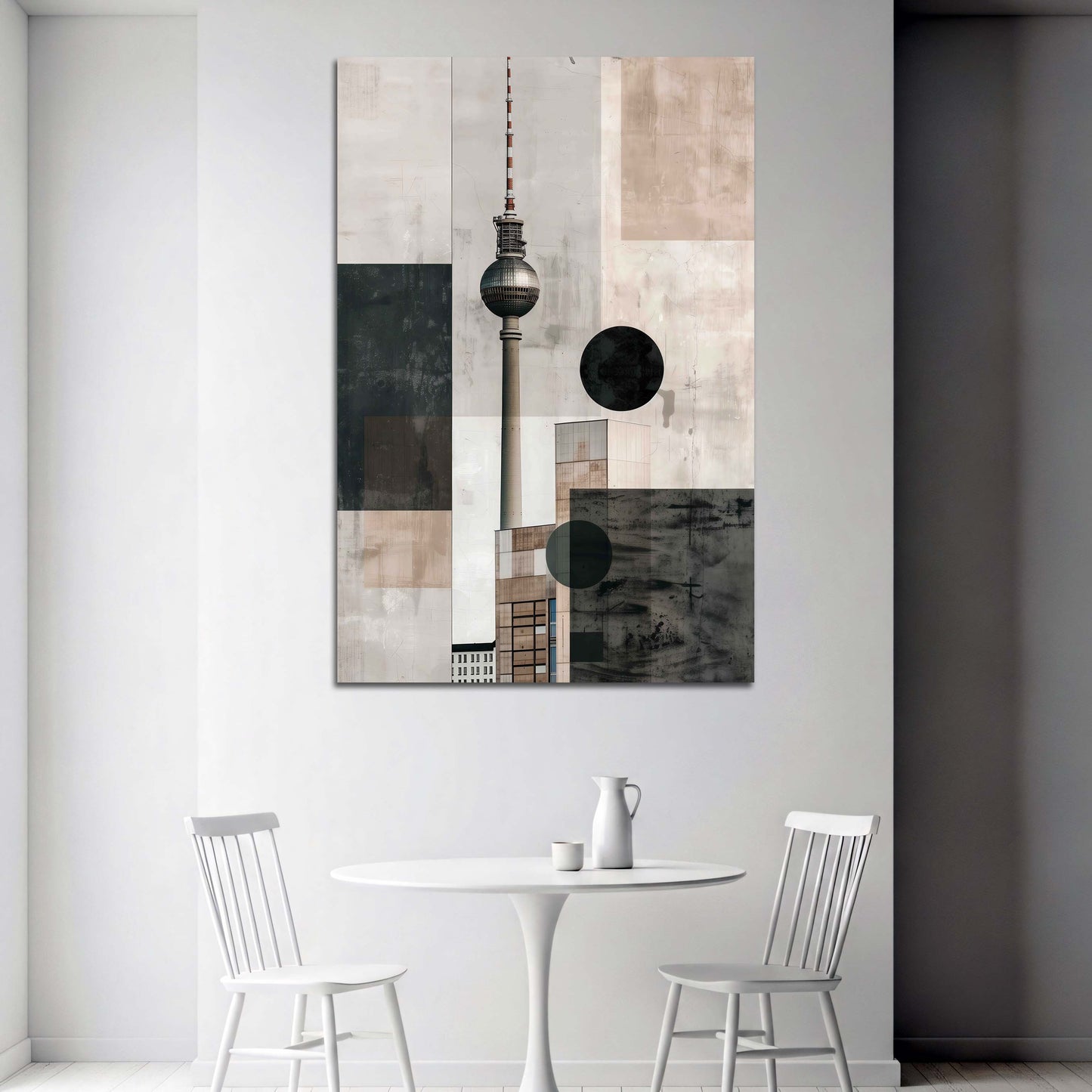 Geometrische Stadtkomposition Fernsehturm Berlin Wandbild