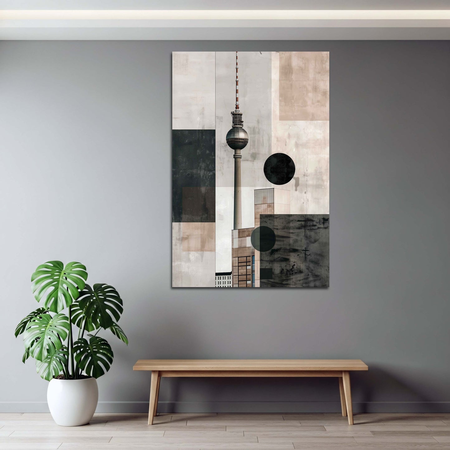 Geometrische Stadtkomposition Fernsehturm Berlin Wandbild