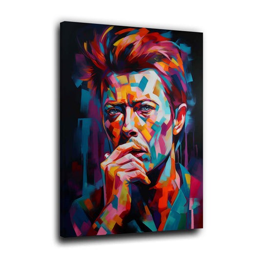 Geometrisches Bowie Gesicht Pop Art Ausdruck Wandbild