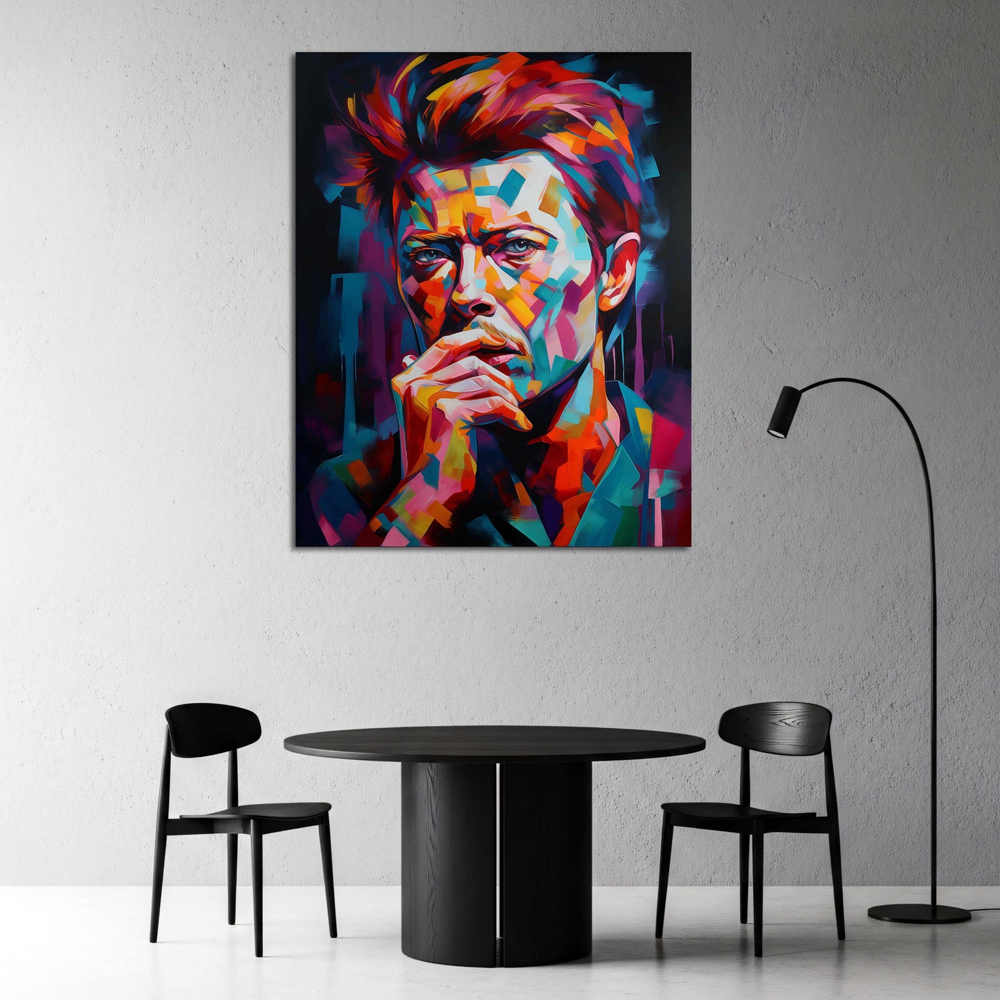 Geometrisches Bowie Gesicht Pop Art Ausdruck Wandbild