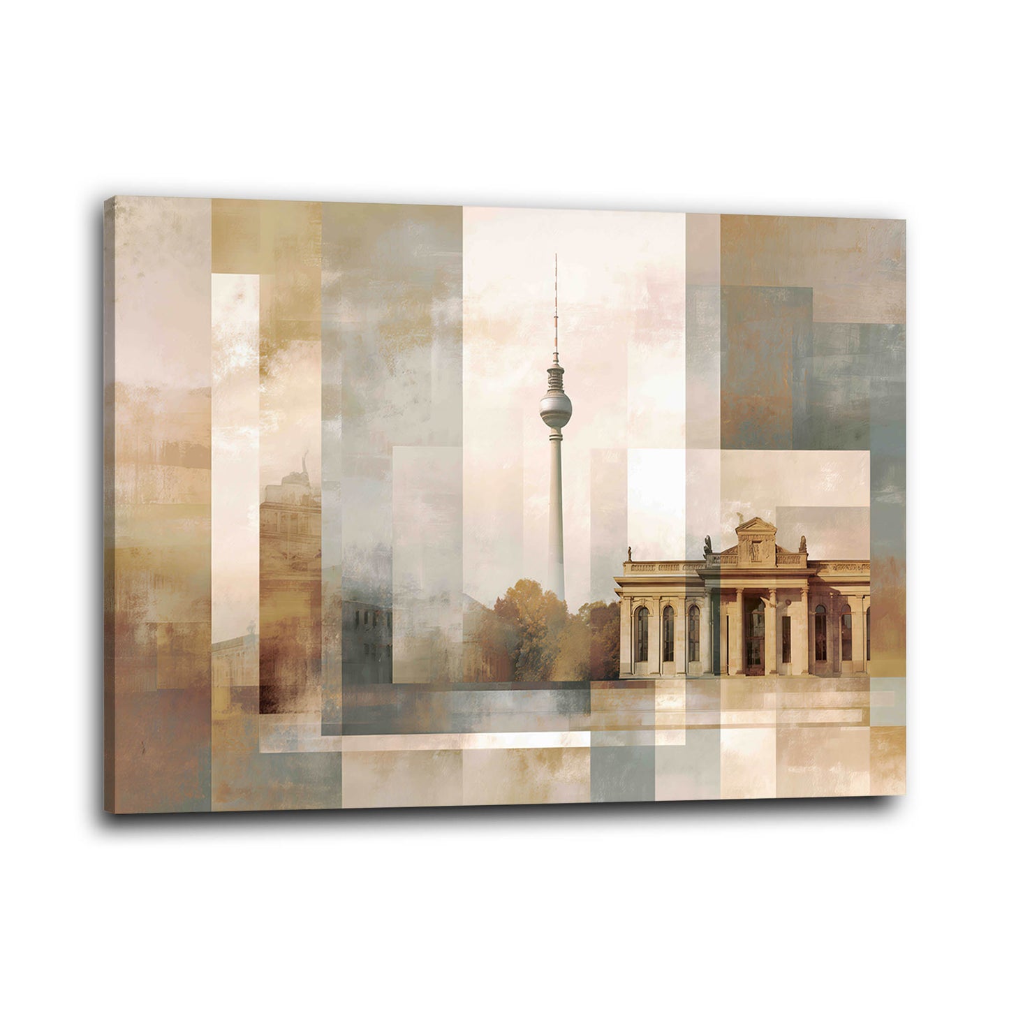 Geometrisches Stadtbild Berlin in sanften Farben Wandbild