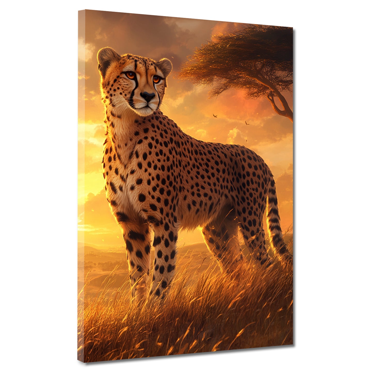 Gepard im Sonnenuntergang Afrika Wandbild