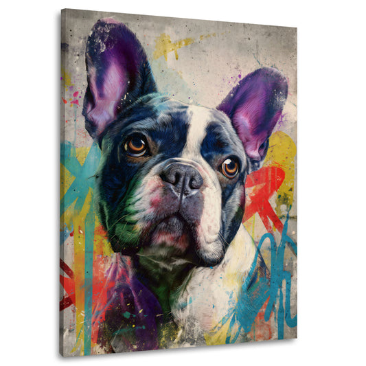 Gesicht Französische Bulldogge Tiermotiv Pop Art Wandbild