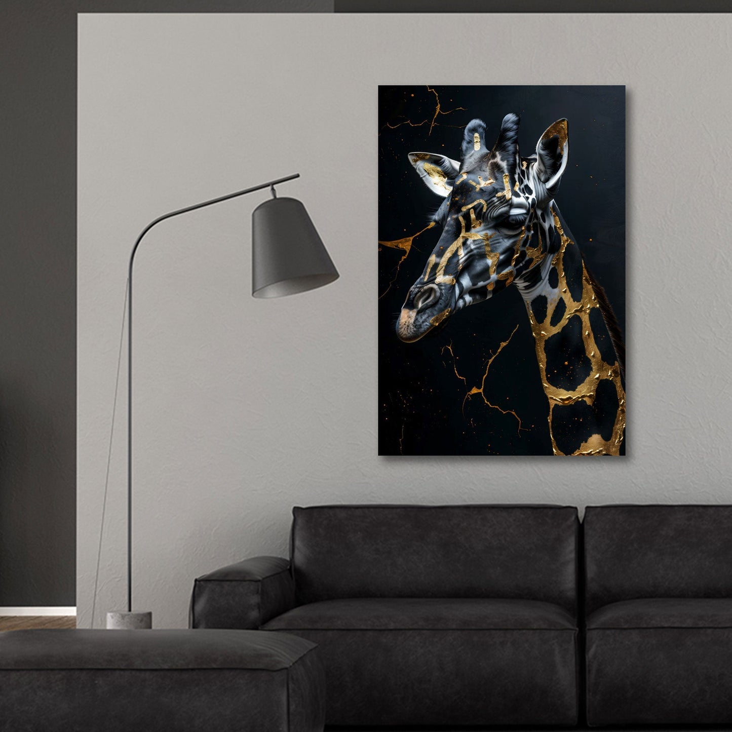 Giraffe mit Goldadern Wandbild Detailansicht