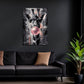 Giraffe in Schwarz-Weiß mit rosa Kaugummiblase Wandbild