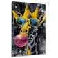 Giraffe mit Brille und Kaugummi im Graffiti Stil Wandbild