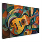Gitarre im kubistischen Stil mit Orangetönen Wandbild