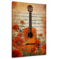 Gitarre mit Rosen und Noten im Vintage Stil Wandbild