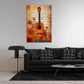 Gitarre mit Rosen und Noten im Vintage Stil Wandbild