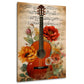 Gitarre mit Rosen und Noten zartem Hintergrund Wandbild