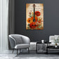 Gitarre mit Rosen und Noten zartem Hintergrund Wandbild