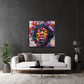 Hendrix Porträt in kräftigen Farben als Wandbild im Musikzimmer