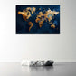 Goldene Kontinente auf blauer Weltkarte modernes Wandbild