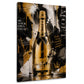 Wandbild goldene Luxus Champagnerflasche in Schwarz und Gold