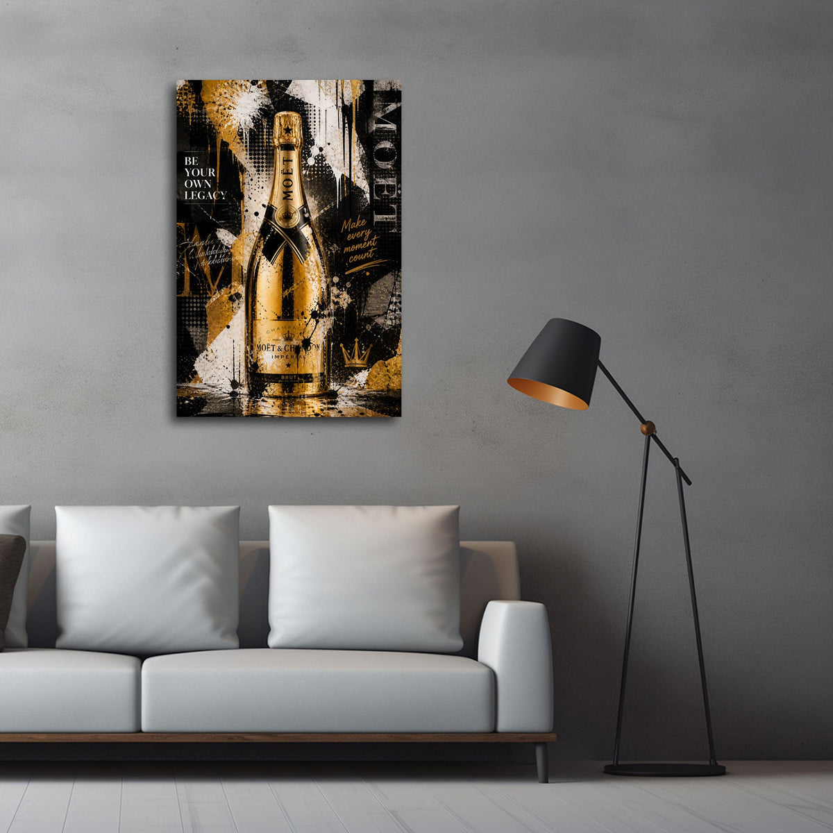 Edles Luxus Wandbild im Hochformat in der Lounge