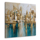 Goldene Stadt Architektur abstraktes und elegantes Wandbild