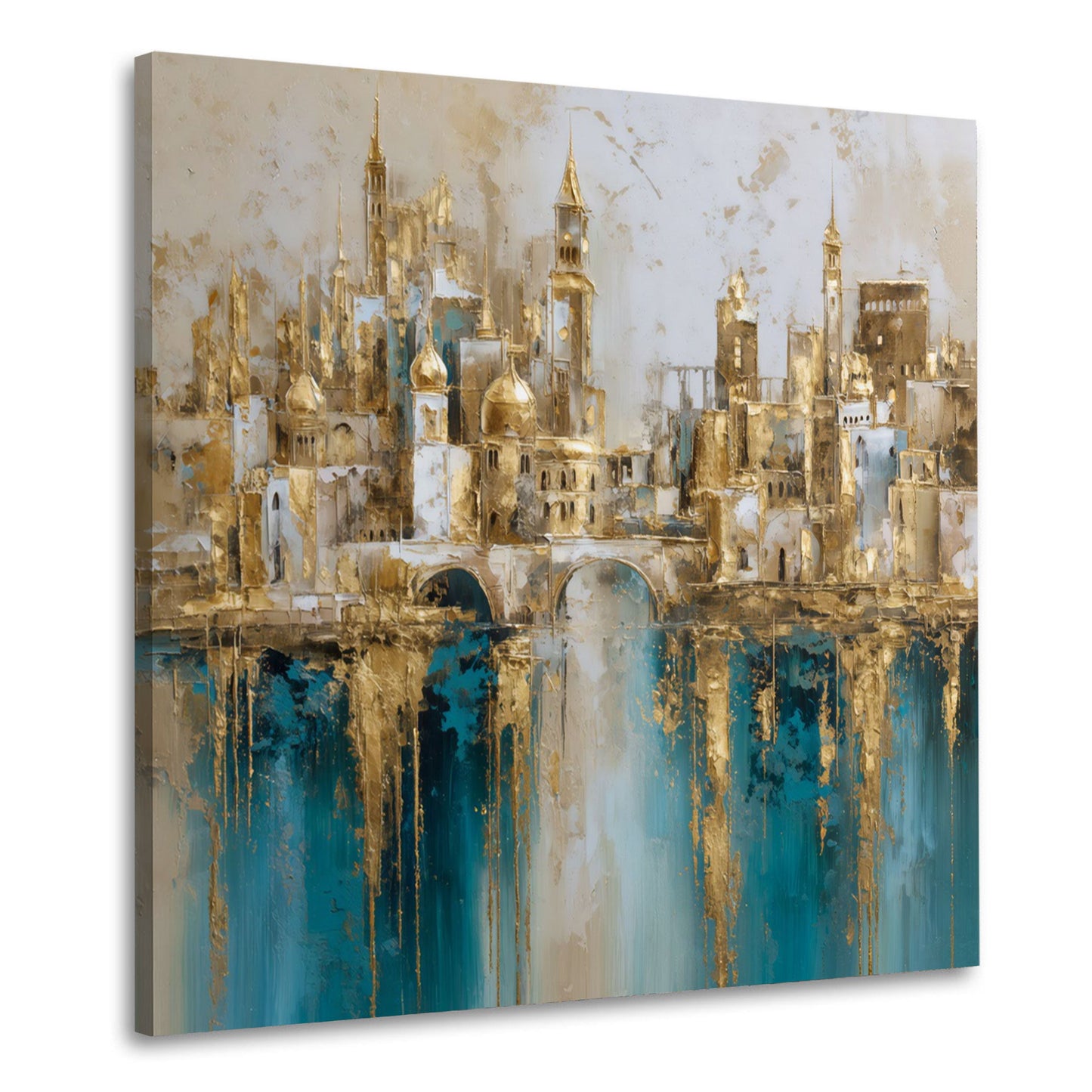Goldene Stadt Architektur abstraktes und elegantes Wandbild