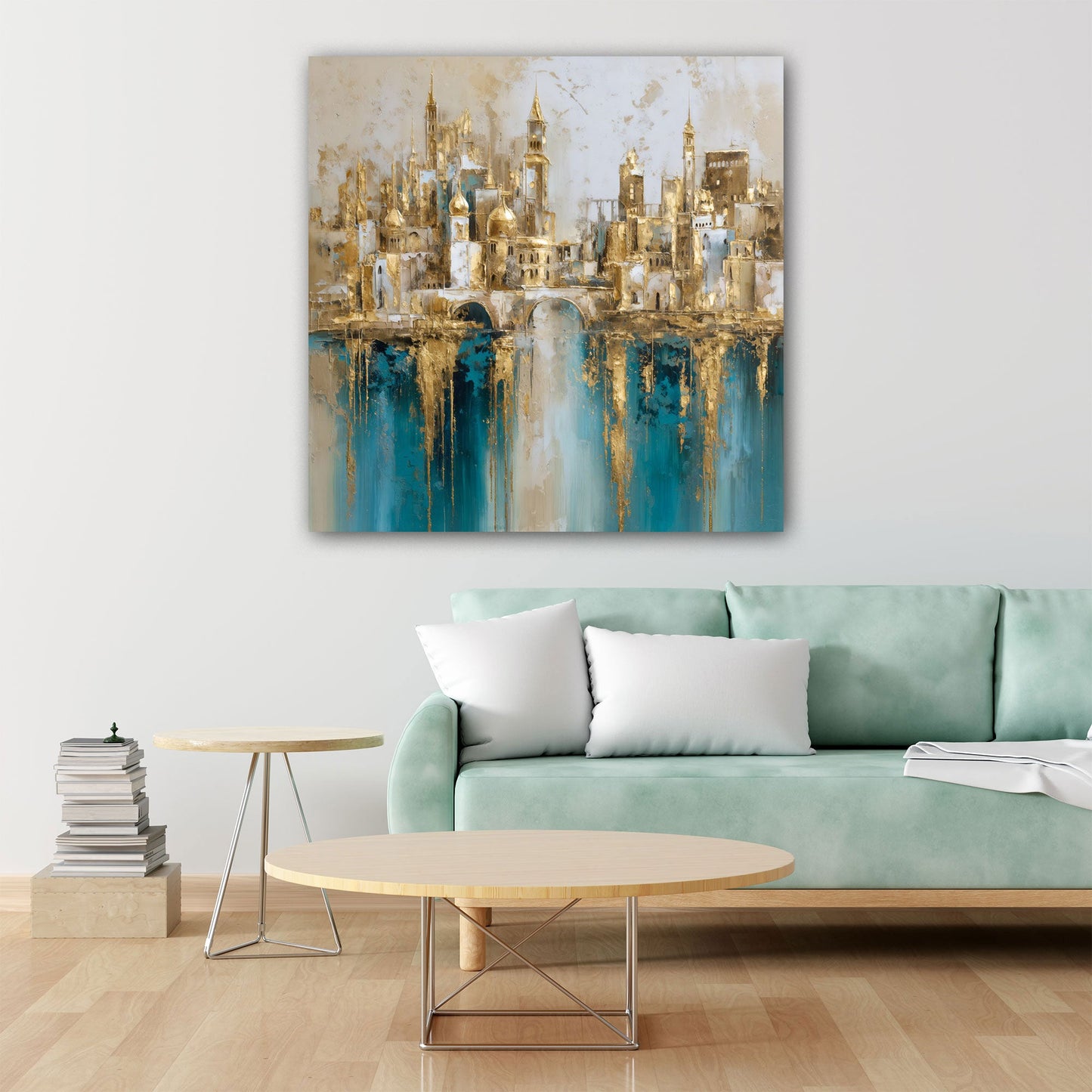 Goldene Stadt Architektur abstraktes und elegantes Wandbild
