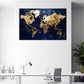 Goldene Weltkarte auf blauem Hintergrund Wandbild