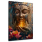 Goldener Buddha Zen Achtsamkeit Licht Flamme Blüten Wandbild