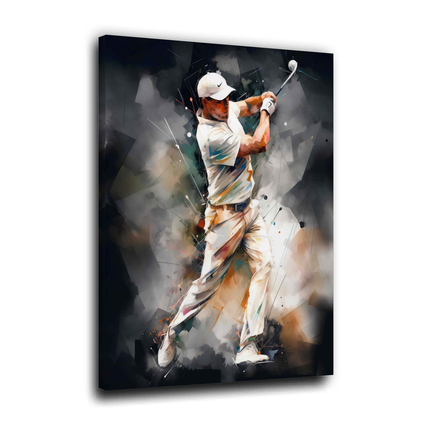 Golfer mit Driver kraftvoller Abschlag Action Stil Wandbild