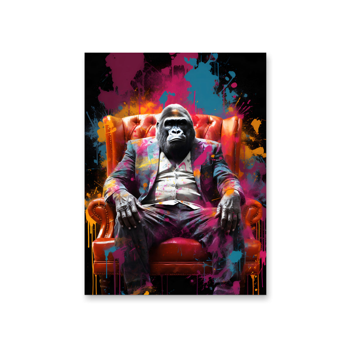 Gorilla im Anzug – Wandbild frontal
