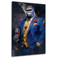 Gorilla im blauen Anzug mit edler Rose und Wein Wandbild