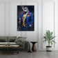 Gorilla im blauen Anzug mit edler Rose und Wein Wandbild