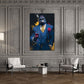 Gorilla im blauen Anzug mit Rotwein und Zigarre Wandbild