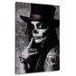 Wandbild Gothic Frau mit Skull Make-up und Zylinder