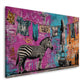 Graffiti Art Wand Mädchen auf Leiter Zebra Kleidung Wandbild