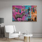 Graffiti Art Wand Mädchen auf Leiter Zebra Kleidung Wandbild