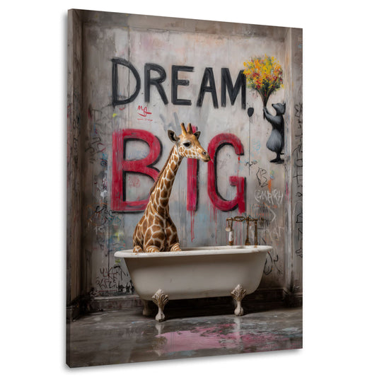 Graffiti Dream Big Badezimmer mit Giraffe Street Art Wandbild