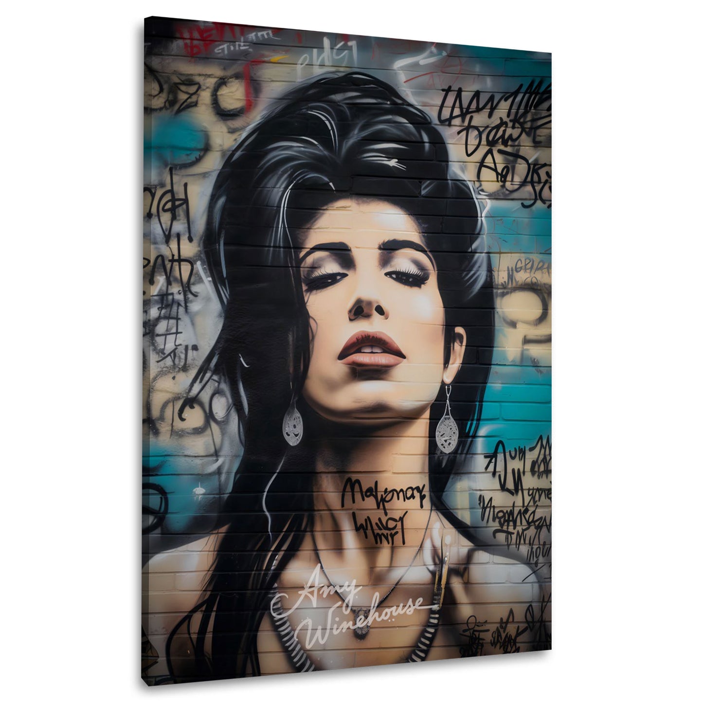 Graffiti Frau Musikerin Ikone Ausdruck Porträt Wandbild