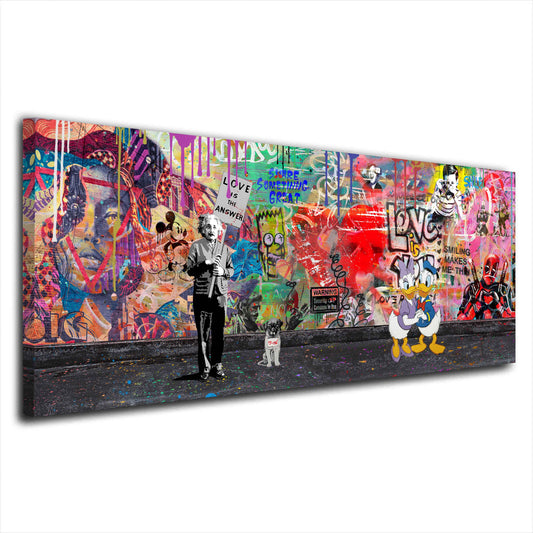 Graffiti Kunstwerk Duck & Einstein Wandbild