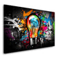 Graffiti Street Art Leuchtbirne in Farbkomposition Wandbild