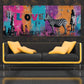 Graffiti Wand Mädchen auf Hocker Zebra Leine Love Wandbild