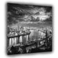 Hafenansicht Hamburg schwarz weiß Elbe Abendhimmel Wandbild