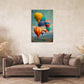 Buntes Ballon Wandbild als Blickfang im hellen Wohnraum
