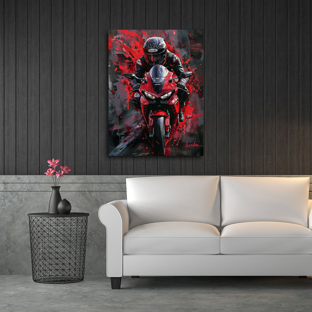 Motorrad Wandbild im Hochformat im Jugendzimmer