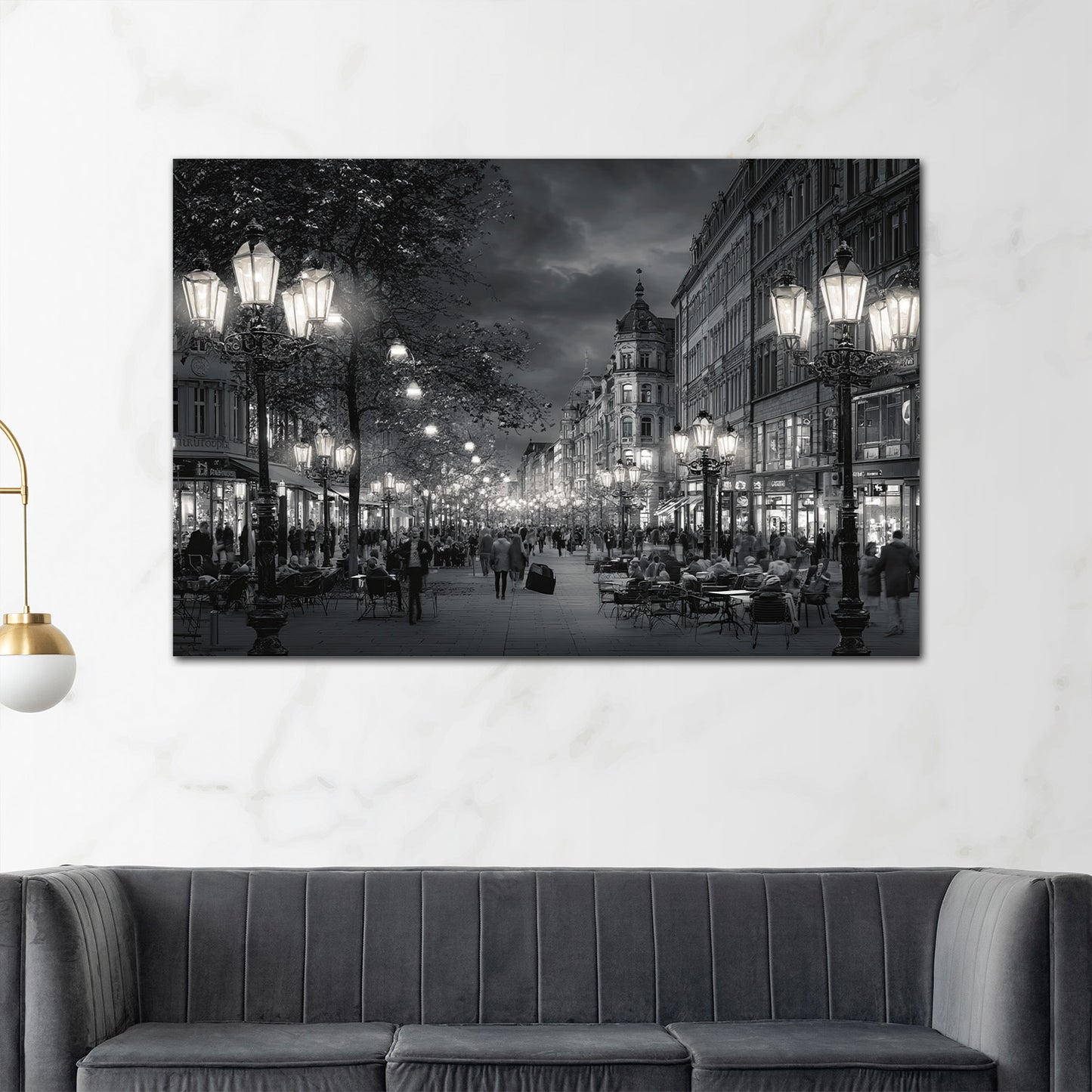 Innenstadt Königstraße Stuttgart Fußgängerzone schwarz weiß Wandbild