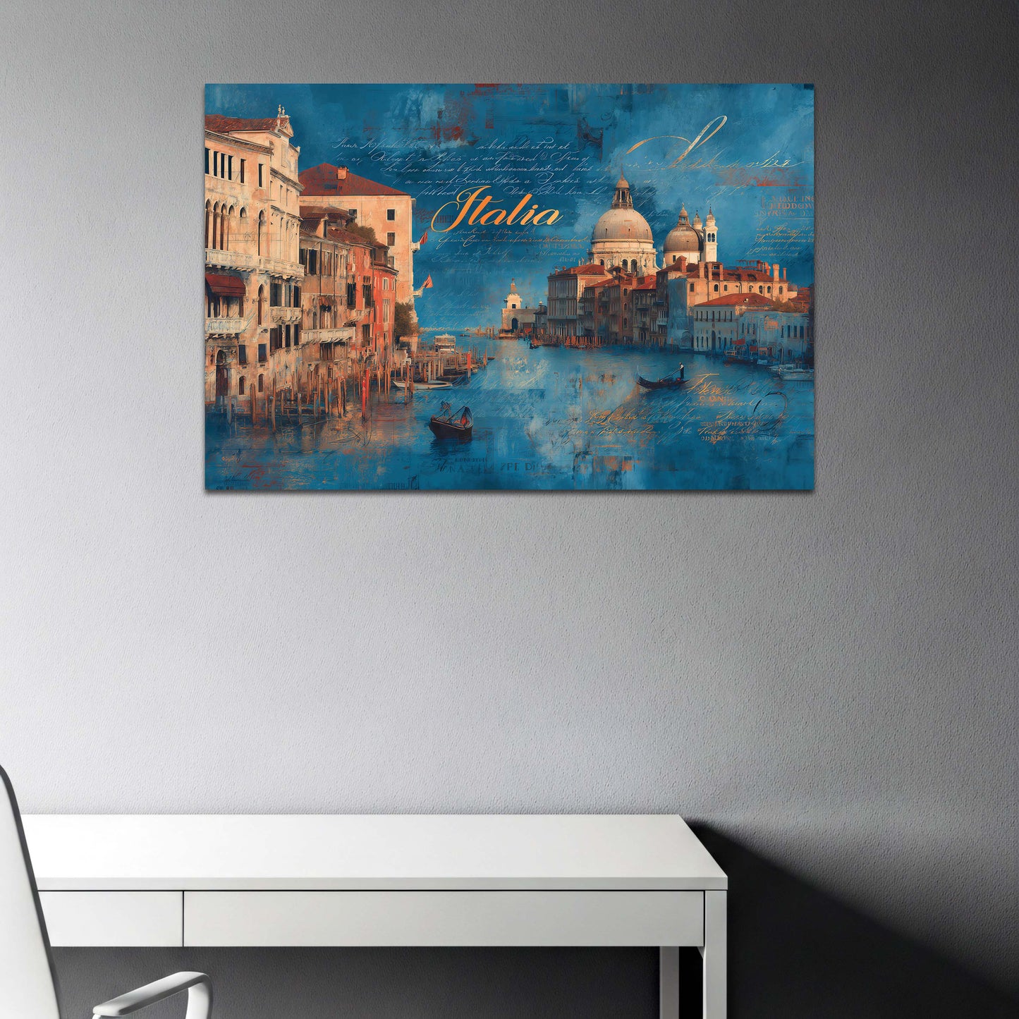 Italien Venezia Skyline mit Gondel Historische Architektur Wandbild