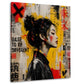 Wandbild japanische Frau im Profil mit Dare to be different Collage