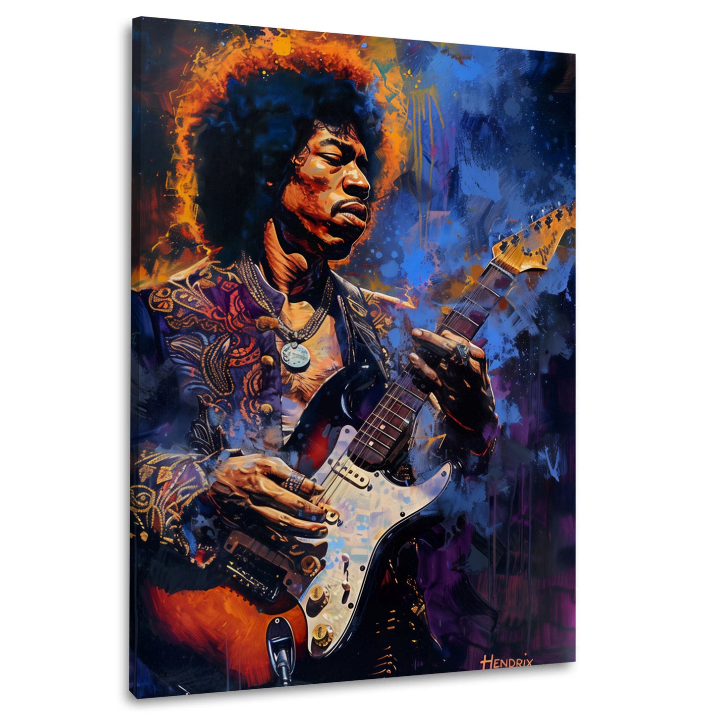 Hendrix Gitarre Pop Art in Ölmalerei Wandbild