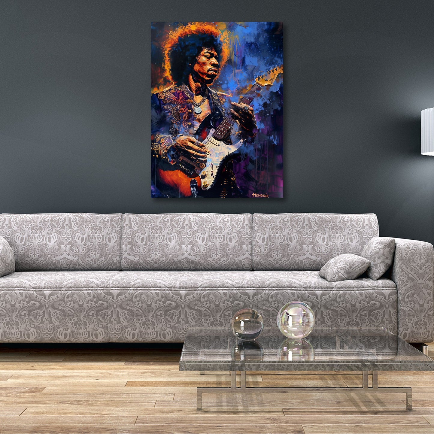 Hendrix Gitarre Pop Art in Ölmalerei Wandbild