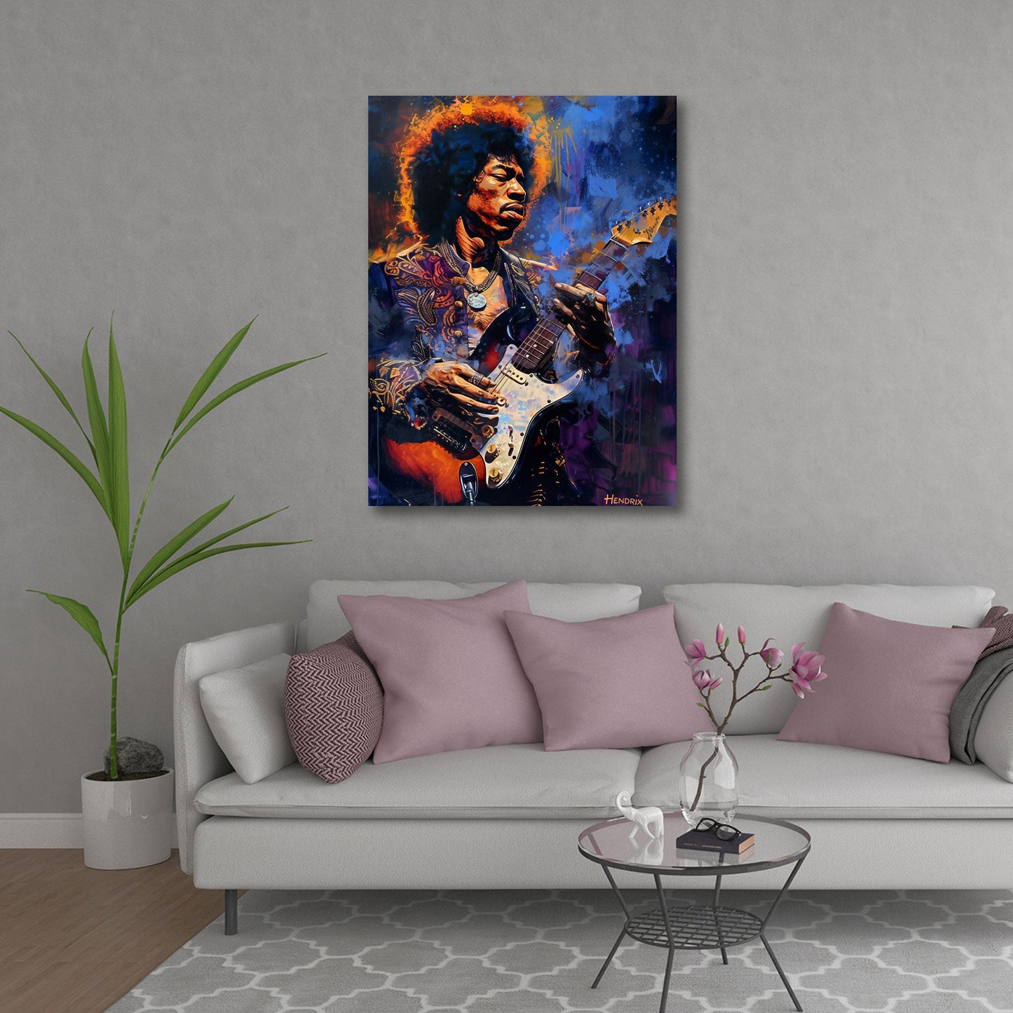 Hendrix Gitarre Pop Art in Ölmalerei Wandbild