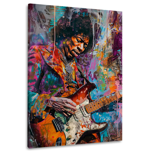 Hendrix Gitarre Street Art expressives Wandbild